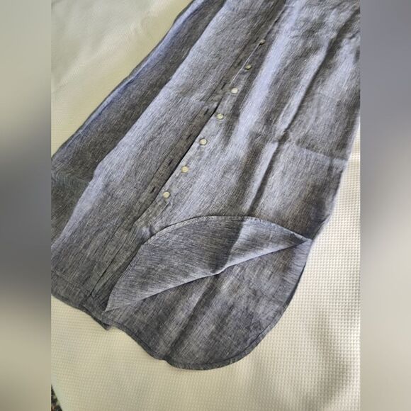 J. Jill Blue Linen Midi Dress with V-Neck - Picture 7 of 8